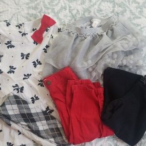 Bundle 2T, dress, pompom skirt, 2 pants,tight
